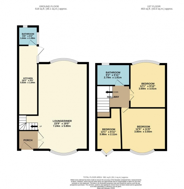 Floor Plan for 3 Bedroom Terraced House for Sale in Holyhead Road, Coundon, CV5, 8JQ -  &pound230,000