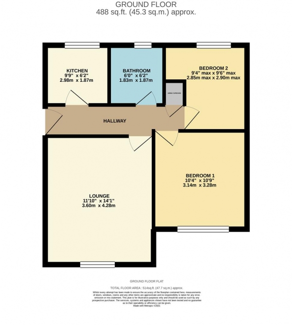 Floor Plan Image for 2 Bedroom Flat for Sale in Drapers Field, Canal Basin