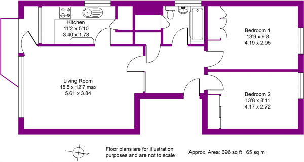 Floor Plan Image for 2 Bedroom Apartment for Sale in Newbold Terrace East, Leamington Spa