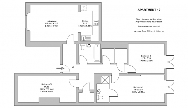 Floor Plan Image for 3 Bedroom Apartment for Sale in Warwick Street, Leamington Spa