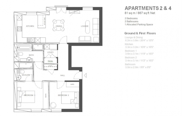 Floor Plan Image for 2 Bedroom Apartment for Sale in Binswood Mews, Leamington Spa