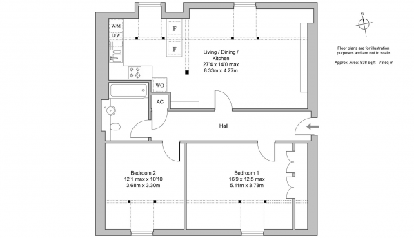 Floor Plan Image for 2 Bedroom Apartment for Sale in Clarence Mansions, Warwick Street, Leamington Spa