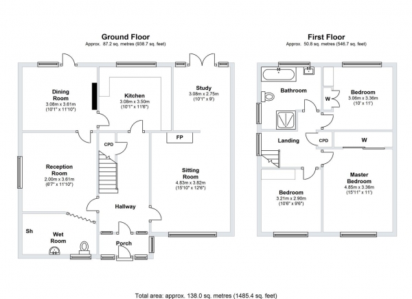 Floor Plan Image for 3 Bedroom Detached House for Sale in Birdingbury Road, Marton, Rugby