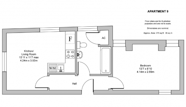 Floor Plan Image for 1 Bedroom Apartment for Sale in Warwick Street, Leamington Spa