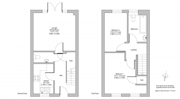 Floor Plan Image for 2 Bedroom Terraced House for Sale in Banquo Approach, Heathcote, Warwick