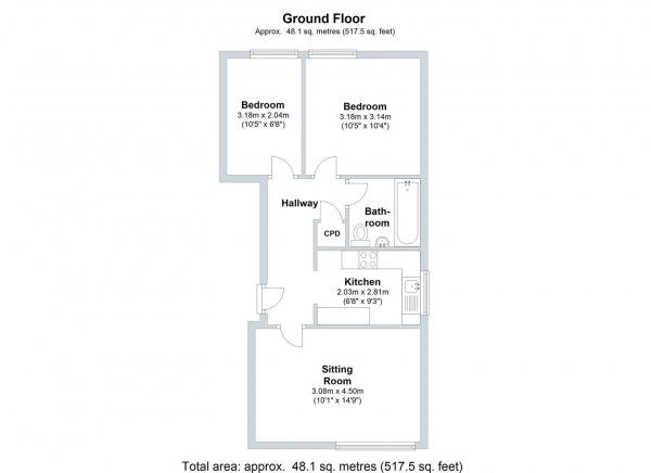 Floor Plan Image for 2 Bedroom Apartment for Sale in Willes Road, Leamington Spa