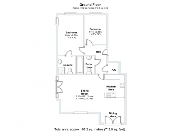 Floor Plan Image for 2 Bedroom Apartment for Sale in Bread And Meat Close, Warwick