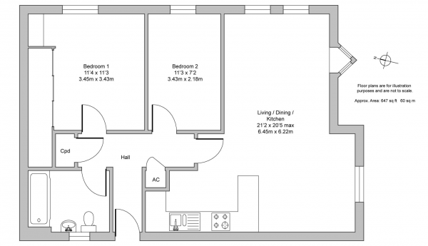 Floor Plan Image for 2 Bedroom Apartment for Sale in Sapphire Drive, Leamington Spa