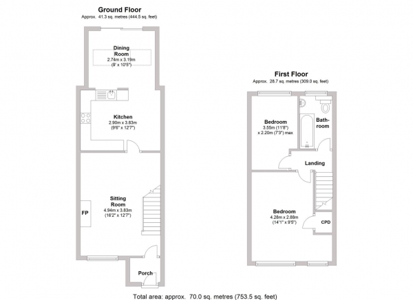 Floor Plan Image for 2 Bedroom Property for Sale in Frost Road, Wellesbourne, Warwick