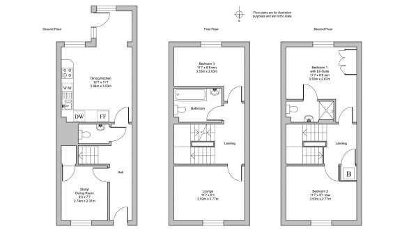 Floor Plan Image for 4 Bedroom Town House for Sale in John Cullis Gardens, Leamington Spa