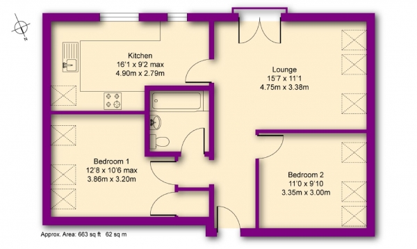 Floor Plan Image for 2 Bedroom Apartment for Sale in The Moorings, Leamington Spa