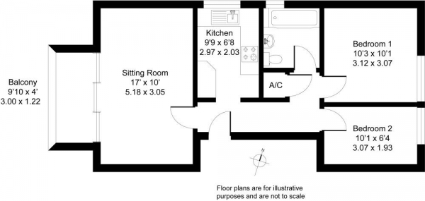 Floor Plan Image for 2 Bedroom Apartment for Sale in Willes Court, Leamington Spa