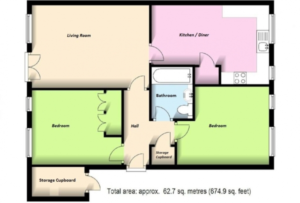 Floor Plan Image for 2 Bedroom Apartment for Sale in The Moorings, Leamington Spa