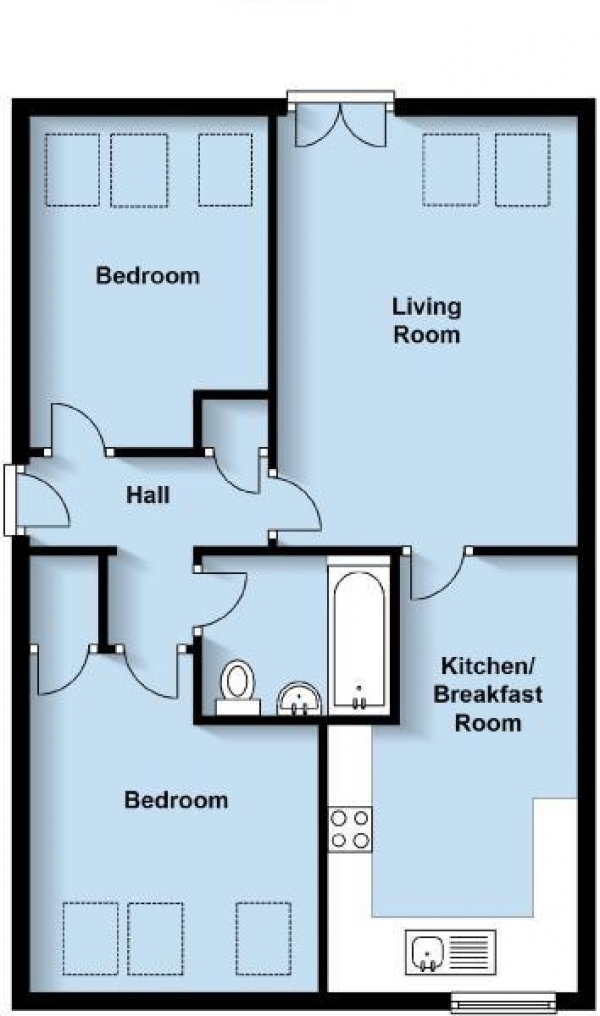 Floor Plan Image for 2 Bedroom Apartment for Sale in Waterside, Leamington Spa