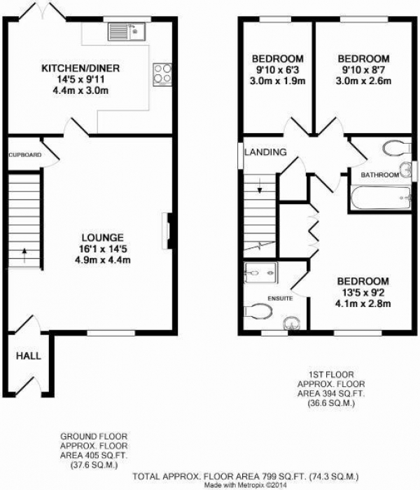 Floor Plan Image for 3 Bedroom Detached House for Sale in Gullimans Way, Leamington Spa