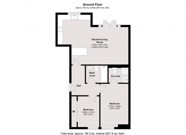 Floor Plan Image for 2 Bedroom Apartment for Sale in Rugby Road, Leamington Spa