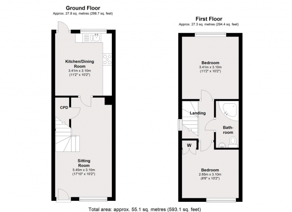 Floor Plan Image for 2 Bedroom End of Terrace House for Sale in Waterloo Street, Leamington Spa