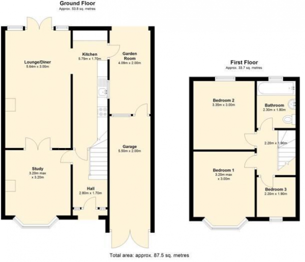 Floor Plan Image for 3 Bedroom Semi-Detached House for Sale in Grosvenor Road, Leamington Spa