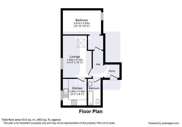 Floor Plan Image for 1 Bedroom Apartment for Sale in Warwick Place, Leamington Spa