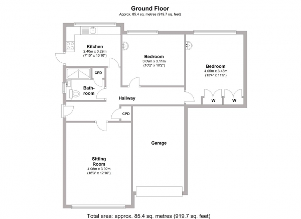 Floor Plan for 2 Bedroom Apartment for Sale in Avenue Road, Leamington Spa, CV31, 3PZ - Offers Over &pound230,000