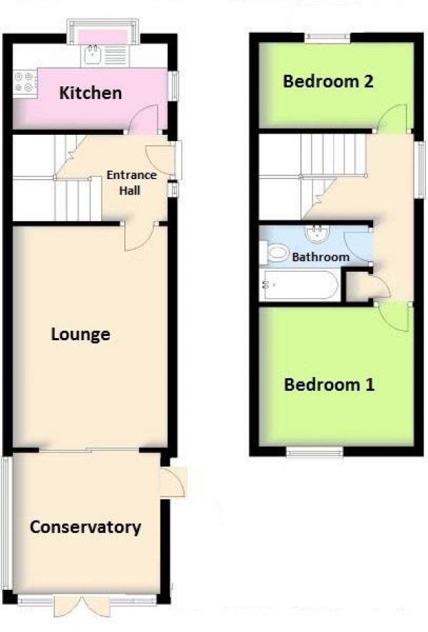 Floor Plan Image for 2 Bedroom Semi-Detached House for Sale in Bankcroft, Leamington Spa