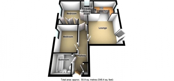 Floor Plan Image for 2 Bedroom Apartment for Sale in Withy Bank, Leamington Spa