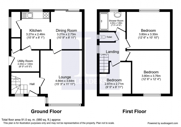 Floor Plan Image for 3 Bedroom Semi-Detached House for Sale in Nelson Avenue, Warwick