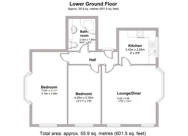 Floor Plan Image for 2 Bedroom Apartment for Sale in Willes Road, Leamington Spa