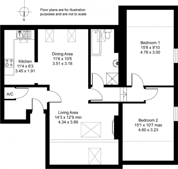 Floor Plan Image for 2 Bedroom Apartment for Sale in Radford Road, Leamington Spa