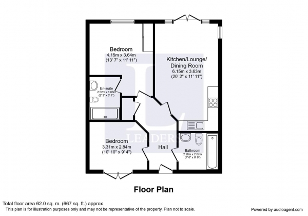 Floor Plan Image for 2 Bedroom Apartment for Sale in Avenue Road, Leamington Spa
