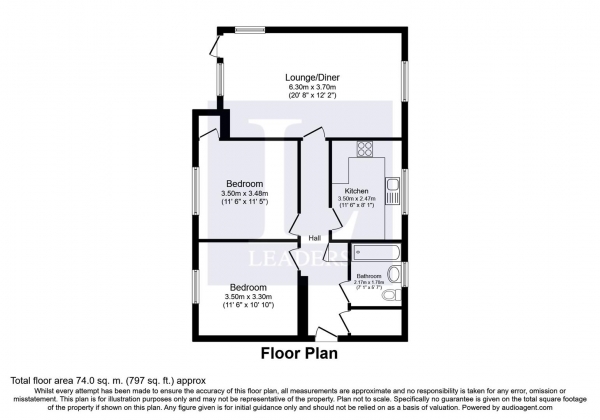 Floor Plan Image for 2 Bedroom Apartment for Sale in Beverley Road, Leamington Spa