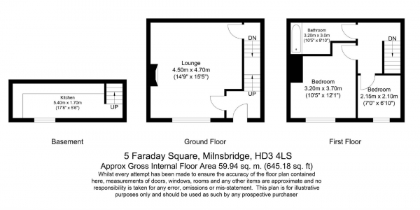 Floor Plan Image for 2 Bedroom Terraced House for Sale in Faraday Square, Milnsbridge, Huddersfield