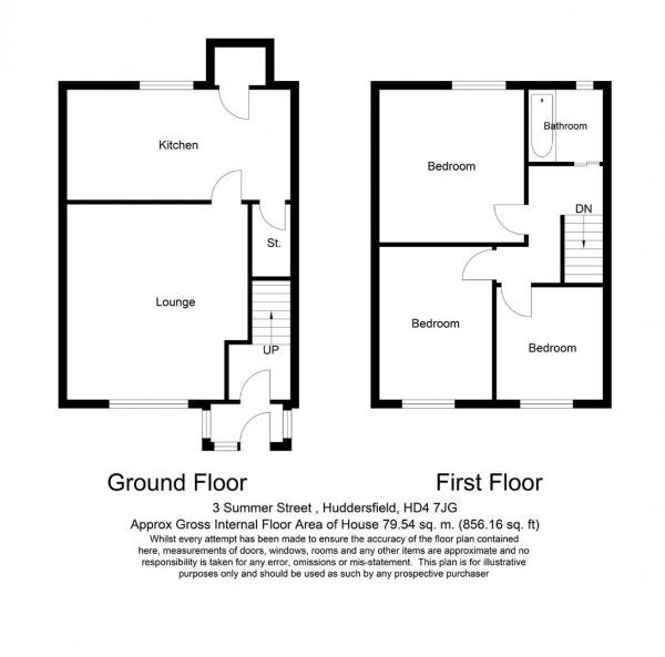 Floor Plan Image for 3 Bedroom Terraced House for Sale in Summer Street, Netherton, Huddersfield