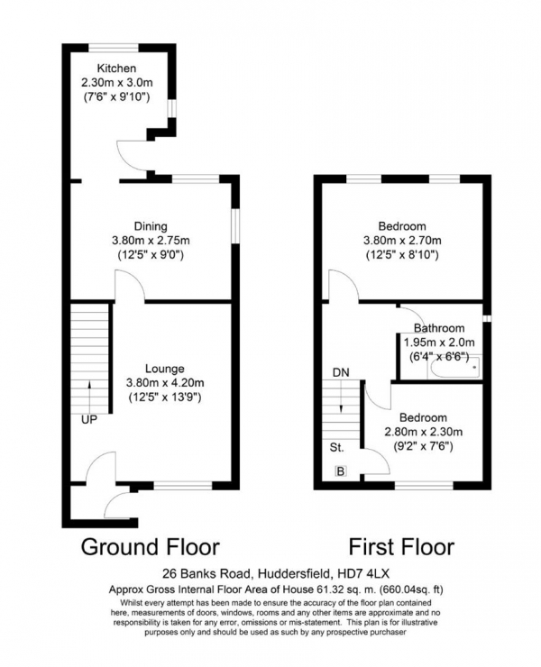 Floor Plan Image for 2 Bedroom Semi-Detached House for Sale in Banks Road, Golcar, Huddersfield