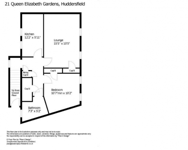 Floor Plan Image for 1 Bedroom Flat to Rent in Queen Elizabeth Gardens, Green Head Park, Huddersfield