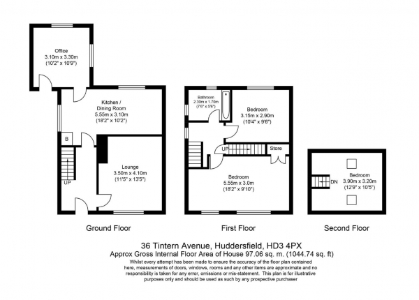 Floor Plan Image for 2 Bedroom Semi-Detached House for Sale in Tintern Avenue, Huddersfield