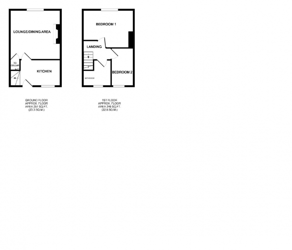 Floor Plan Image for 2 Bedroom End of Terrace House for Sale in Woodside Cottages, Milnsbridge, Huddersfield