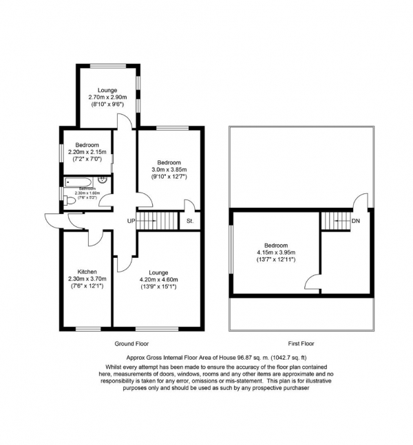 Floor Plan Image for 3 Bedroom Terraced Bungalow for Sale in Celandine Avenue, Salendine Nook, Huddersfield