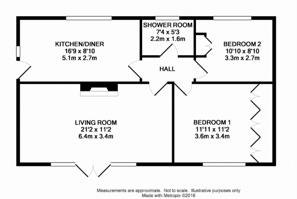 Floor Plan Image for 2 Bedroom Detached Bungalow for Sale in Dryclough Avenue, Beaumount Park, Huddersfield