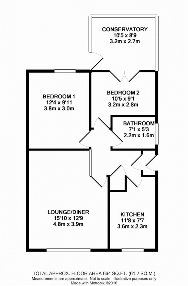 Floor Plan Image for 2 Bedroom Detached Bungalow for Sale in Dryclough Avenue, Beaumount Park, Huddersfield