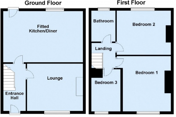 Floor Plan Image for 3 Bedroom End of Terrace House for Sale in East Street, Golcar, Huddersfield