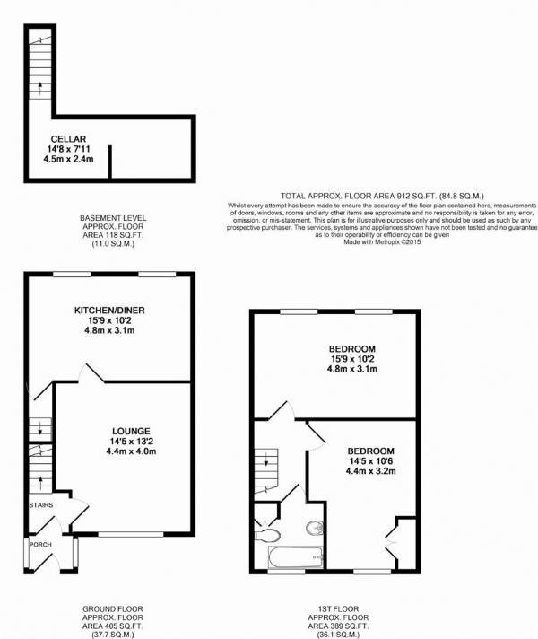 Floor Plan Image for 2 Bedroom Semi-Detached House for Sale in Back ThornHill Road, Longwood, Huddersfield