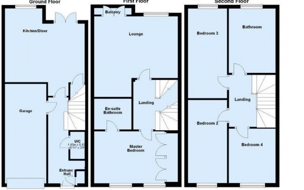 Floor Plan Image for 4 Bedroom Town House for Sale in Salendine Nook