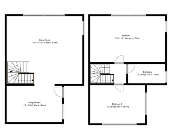 Floor Plan Image for 2 Bedroom End of Terrace House for Sale in Longwood Gate, Longwood, Huddersfield