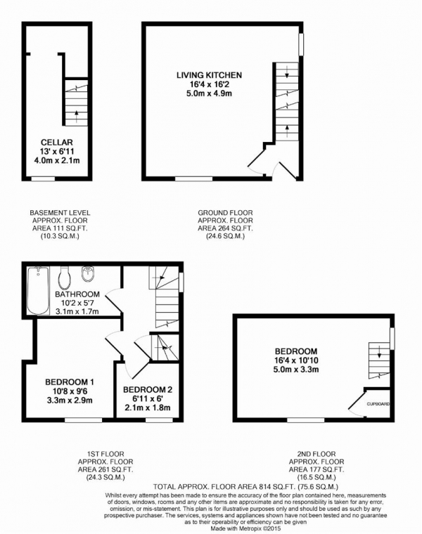 Floor Plan Image for 3 Bedroom End of Terrace House for Sale in Longwood Road, Paddock, Huddersfield