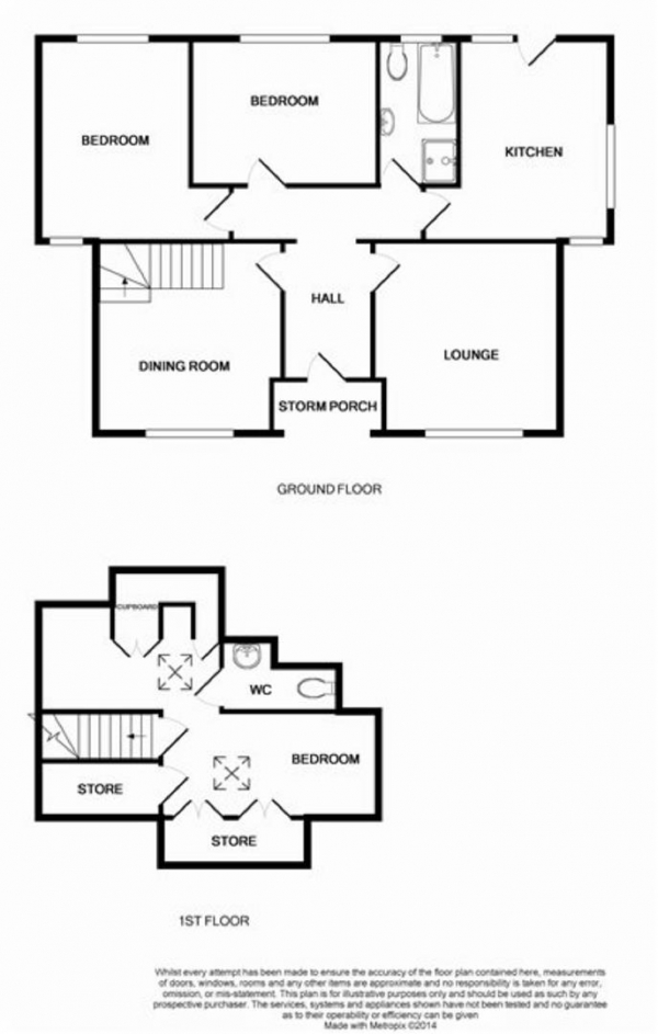 Floor Plan for 3 Bedroom Detached Bungalow for Sale in Manchester Road, Linthwaite, Huddersfield, HD7, 5NE - OIRO &pound169,995