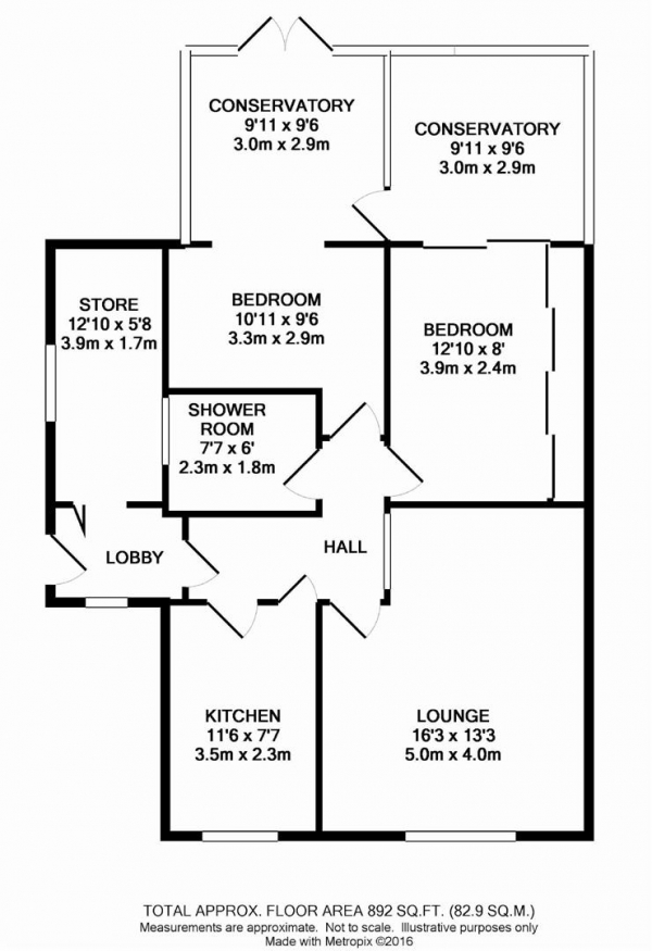 Floor Plan Image for 2 Bedroom Detached Bungalow for Sale in Dryclough Avenue, Huddersfield