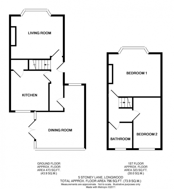 Floor Plan Image for 2 Bedroom Semi-Detached House for Sale in Stoney Lane, Longwood, Huddersfield