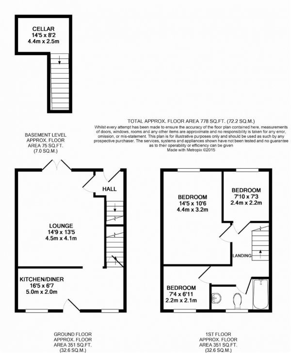 Floor Plan for 3 Bedroom Terraced House for Sale in Slant Gate, Linthwaite, Linthwaite, Huddersfield, HD7, 5RQ - OIRO &pound129,995