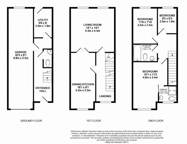 Floor Plan Image for 3 Bedroom Town House for Sale in Dale View, Milnsbridge, Huddersfield